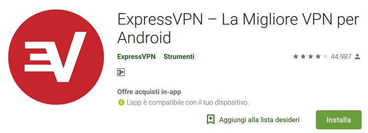 expressvpn recensione googleplay android samsung
