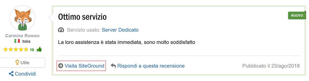 recensione siteground italiano