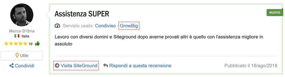 siteground opinione italia