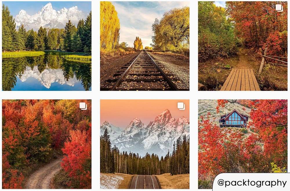 Profilo Instagram con preset fotografico autunnale