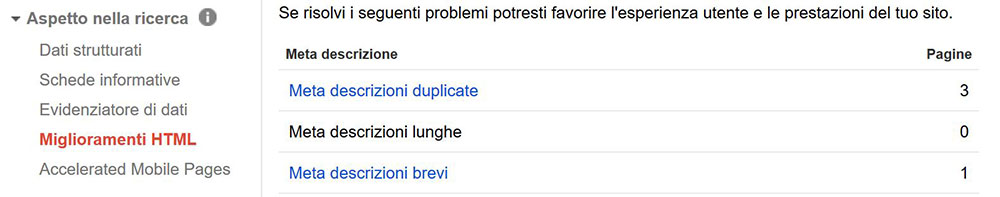 google search console meta dati duplicati