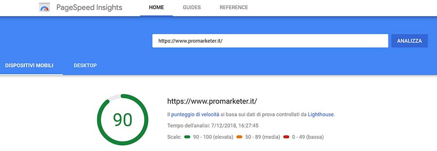 pagespeed insight velocità caricamento pagina google dispositivi mobili