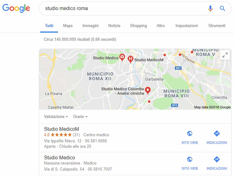 risultati di ricerca google locali