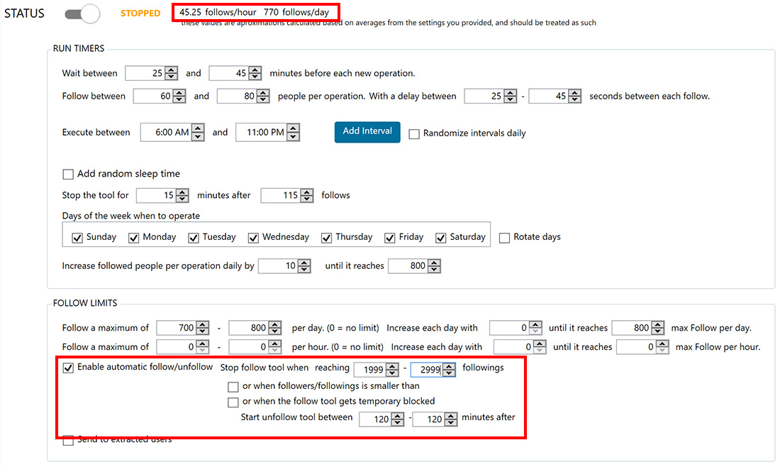 settaggi profilo instagram bot per ottenere instagram follower gratis