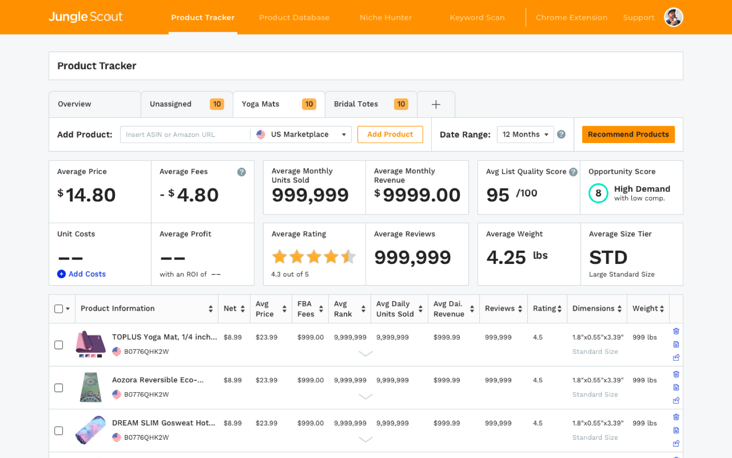 JungleScout Web App Product Tracker