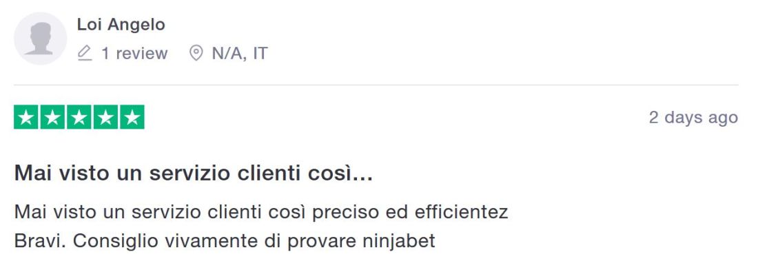 opinione servizio clienti ninjabet