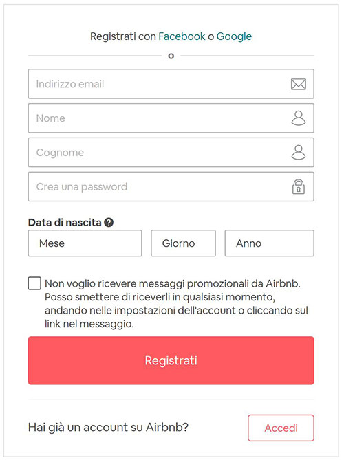 modulo registrazione host