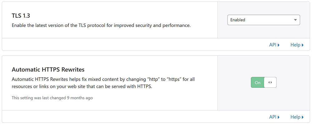 TLS 1.3 attivato