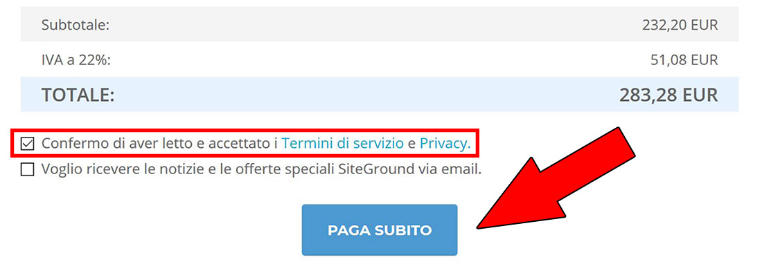 costo finale hosting wordpress siteground