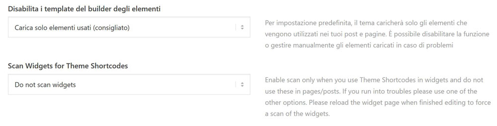 disabilitazione template