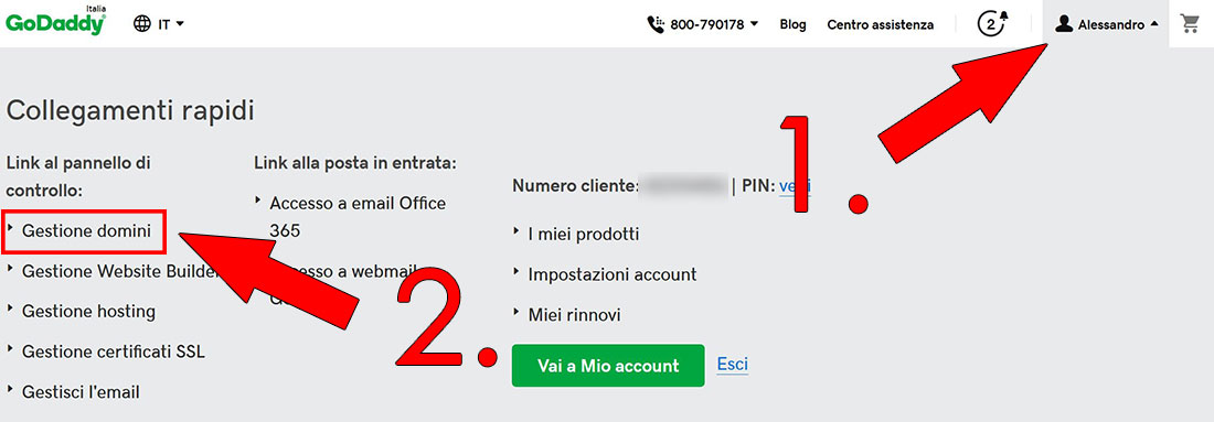 gestione domini internet godaddy