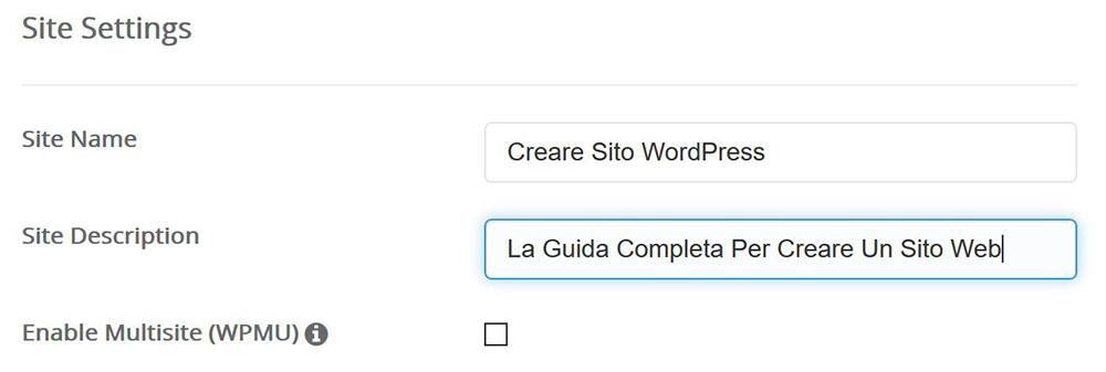 impostazioni sito wordpress