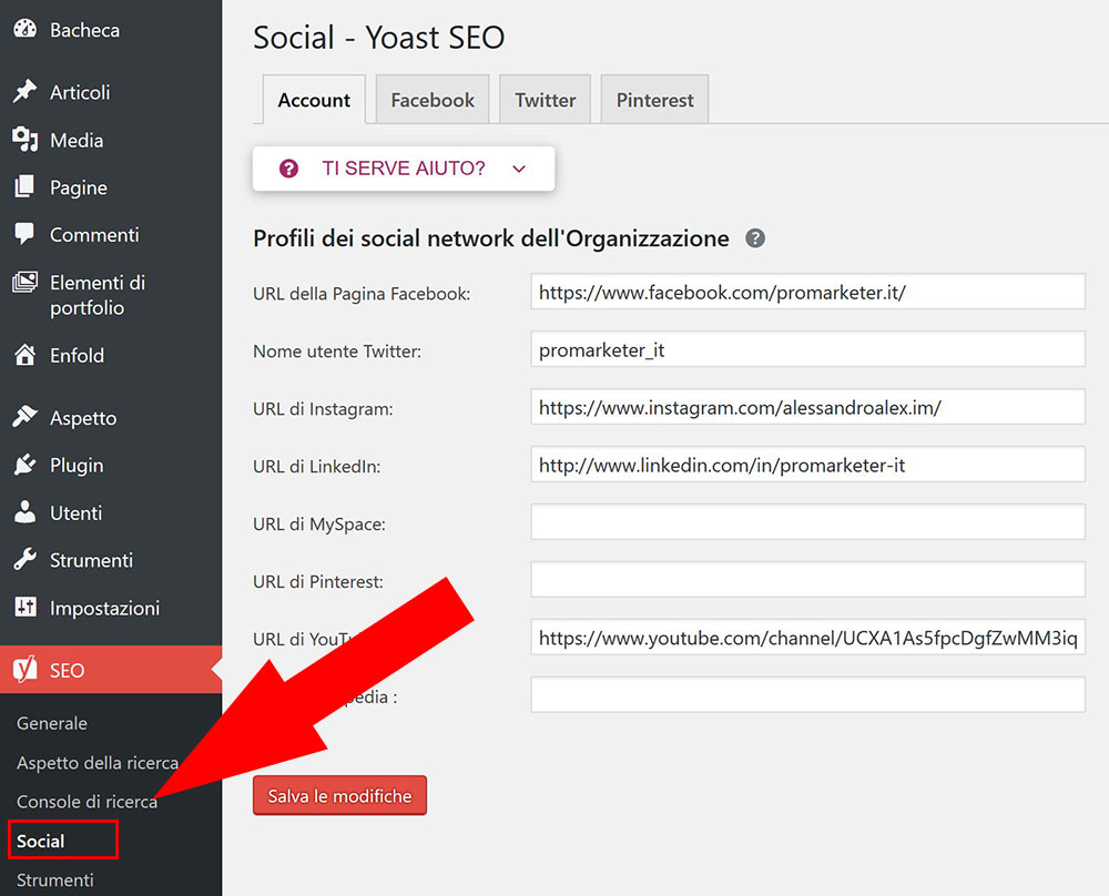 profili social yoast seo plugin