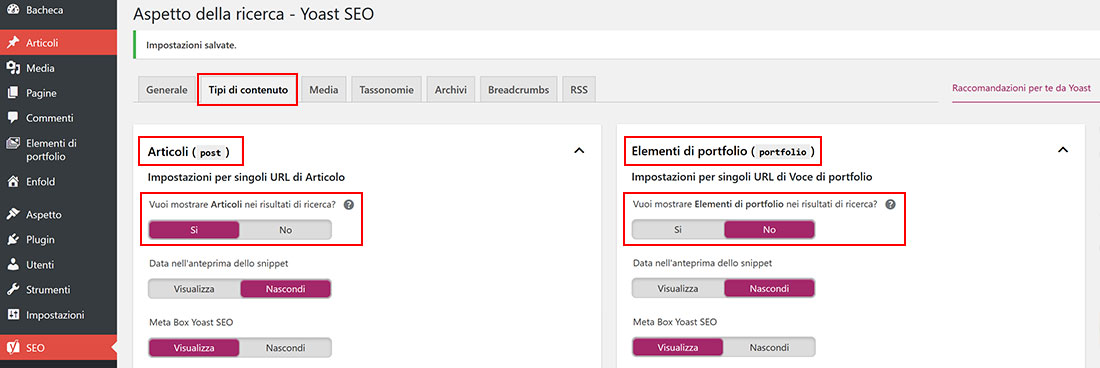 tipo contenuto seo yoast