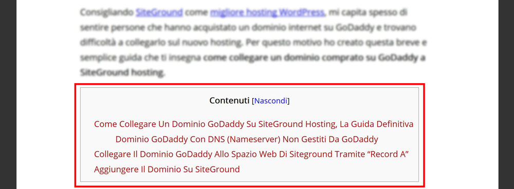 indice dei contenuti table of content plugin wordpress