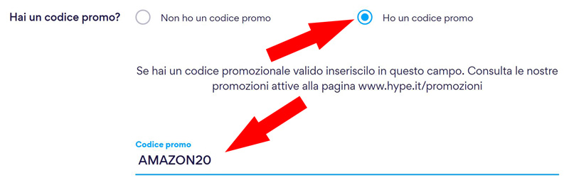 codice promo hype