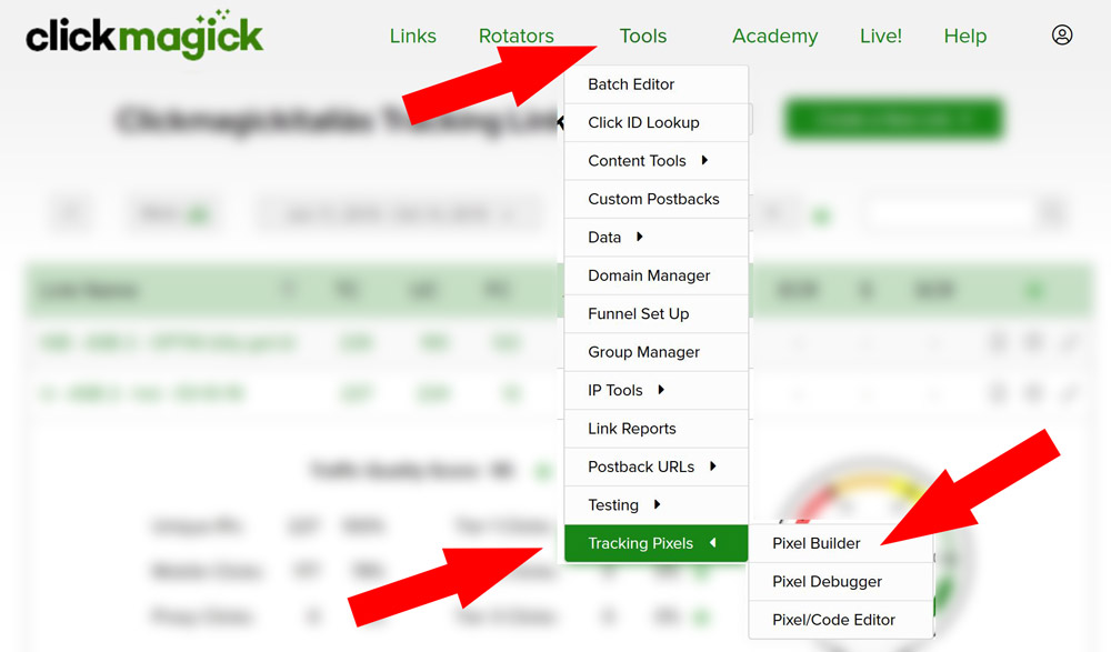 tracking pixel builder