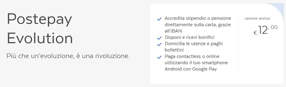 postepay evolution costi