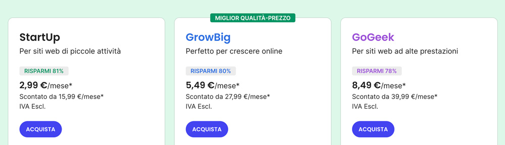 piani e prezzi siteground hosting aggiornati 2025