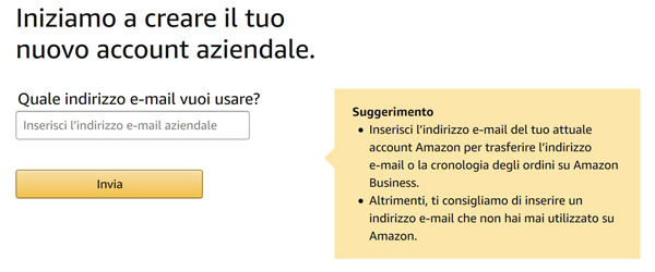 inserire email registrazione