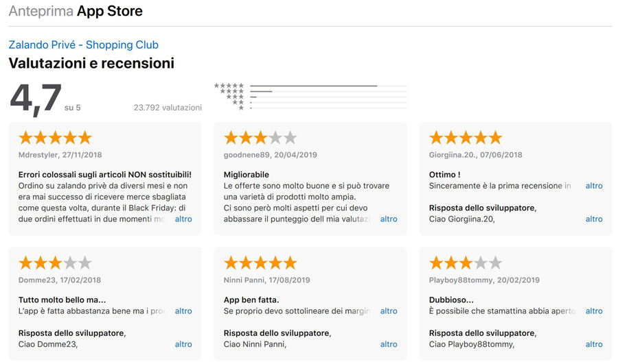 recensioni app zalando
