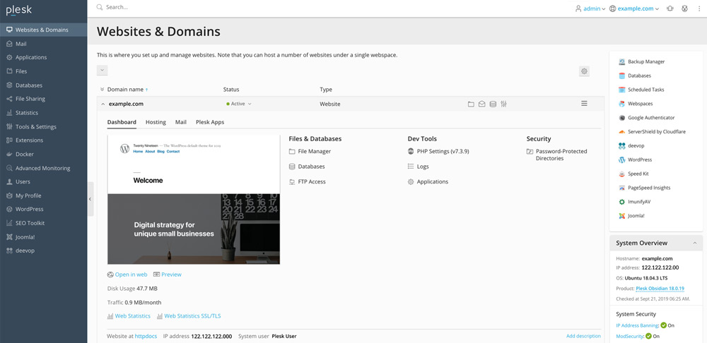 cpanel plesk vhosting