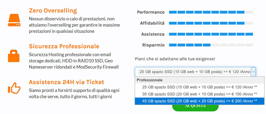 hosting professionale vhosting solution costo