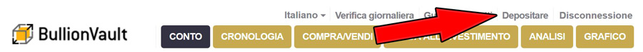 step 2 depositare denaro su bullionvault