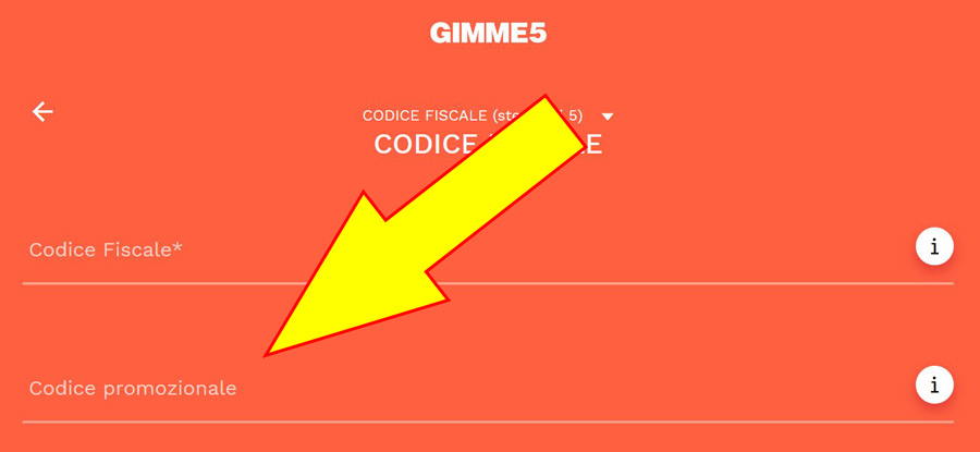 codice promozionale gimme5