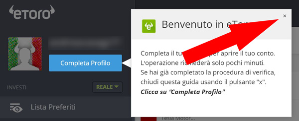 completa profilo etoro