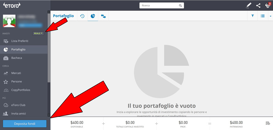 deposito fondi piattaforma etoro reale