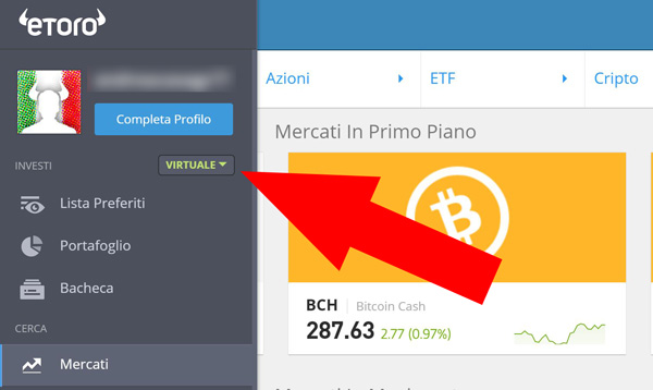 etoro demo conto virtuale