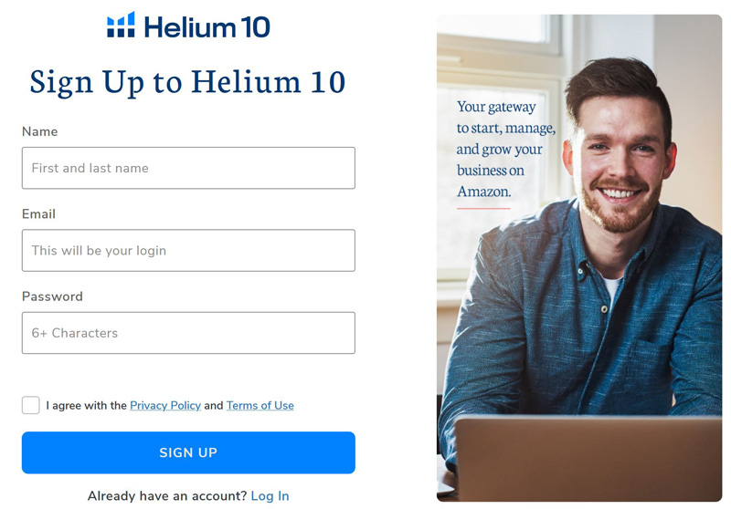 form registrazione helium10 italia