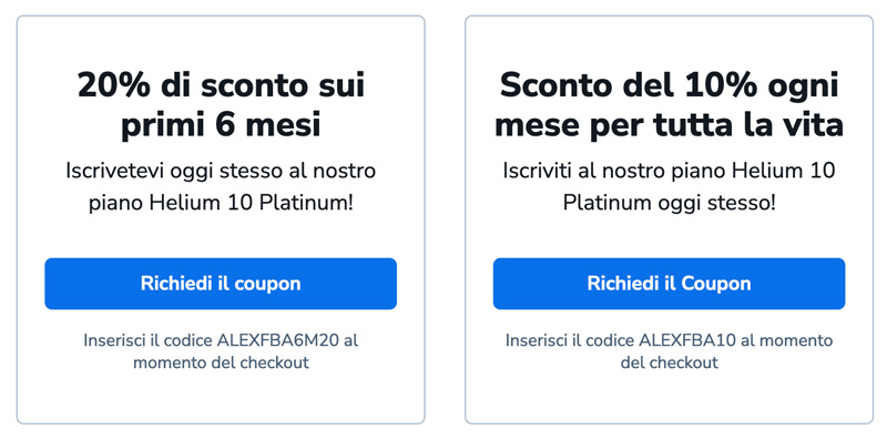 helium 10 sconto codice coupon