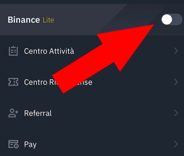 binance lite app italiano