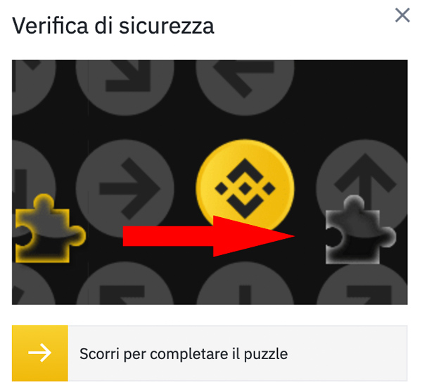 completamento puzzle binance login