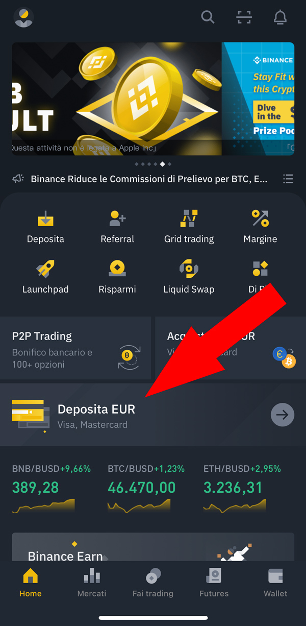 deposito euro binance app