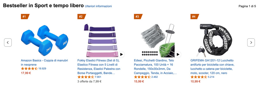 prodotti da vendere sport best seller su amazon fba