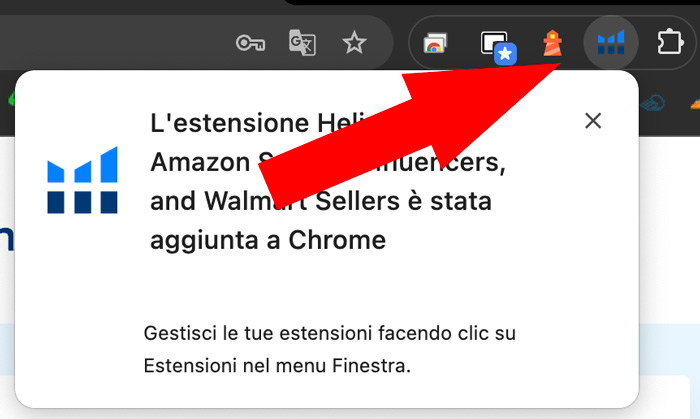 installazione estensione helium 10 chrome icona