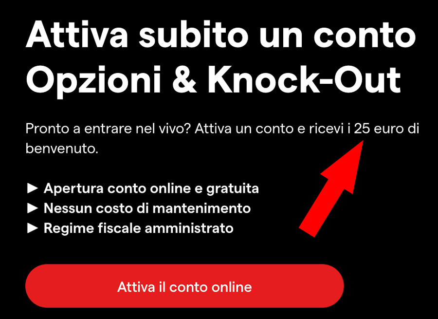 25 Euro bonus benvenuto ig markets broker