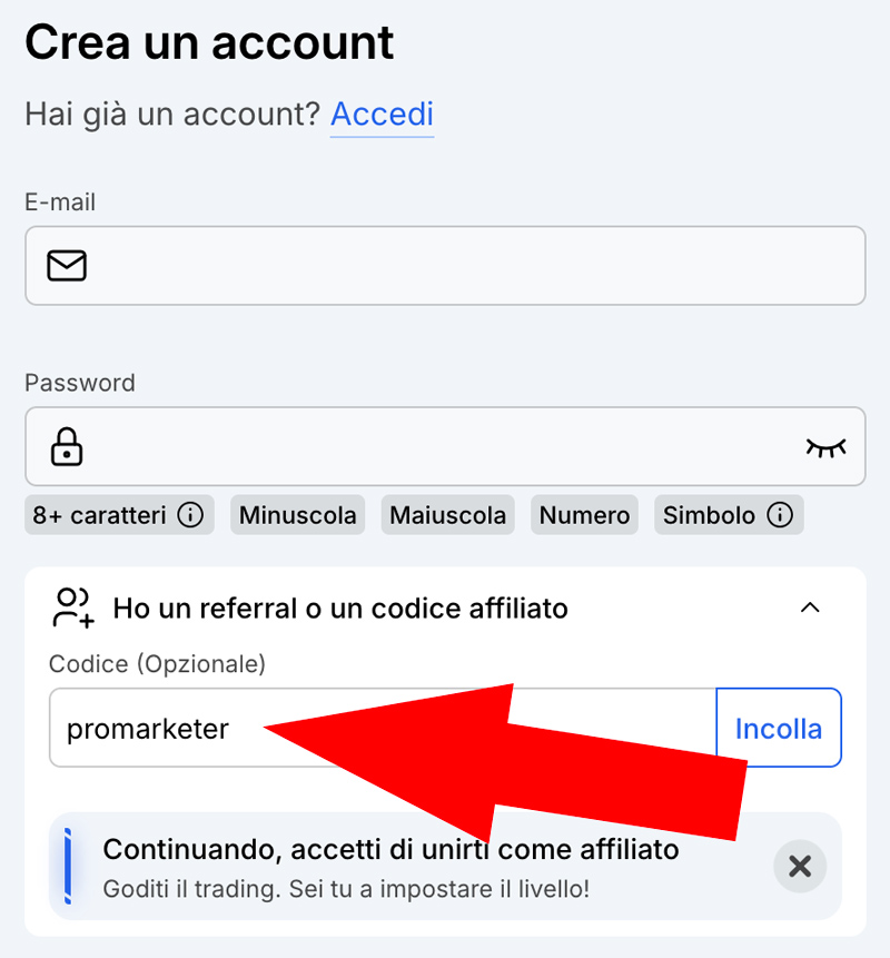 codice referral affiliato whitebit bonus benvenuto
