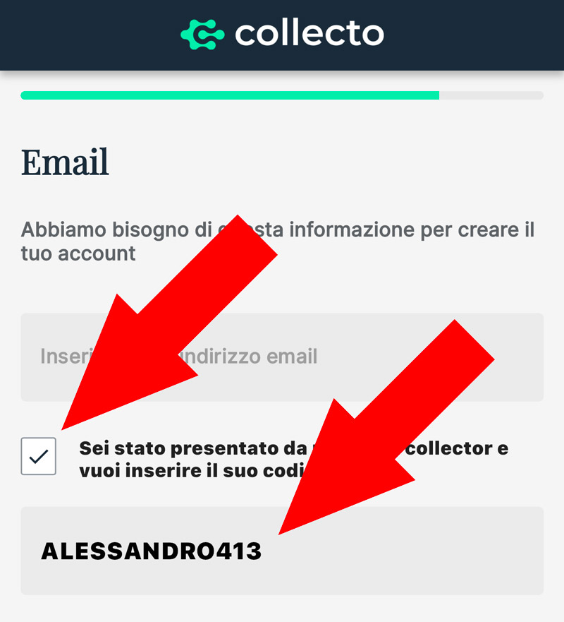 come attivare bonus collecto con codice