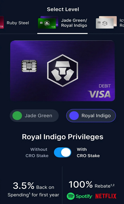 crypto.com livelli carta funzionalità cashback