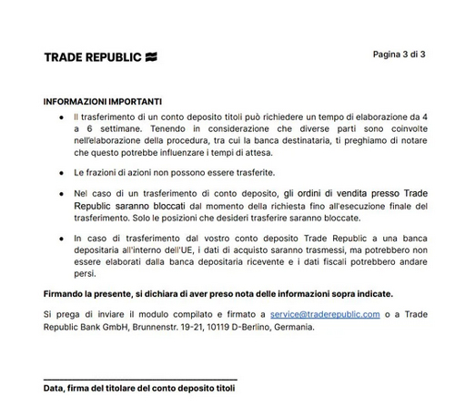 esempio trasferimento titoli trade republic