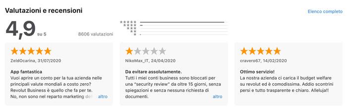 recensioni app store italia