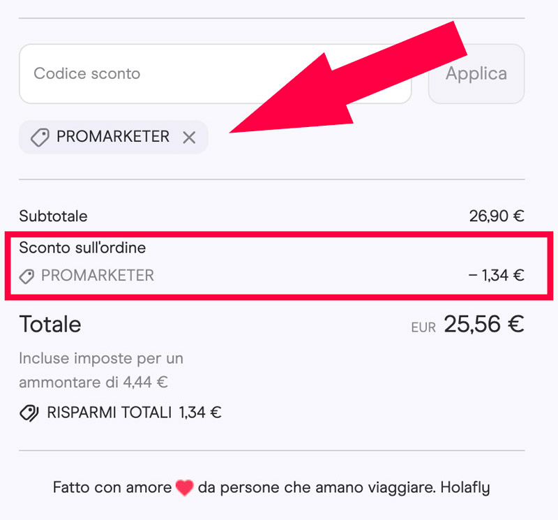 codice sconto holafly esim canada applicato