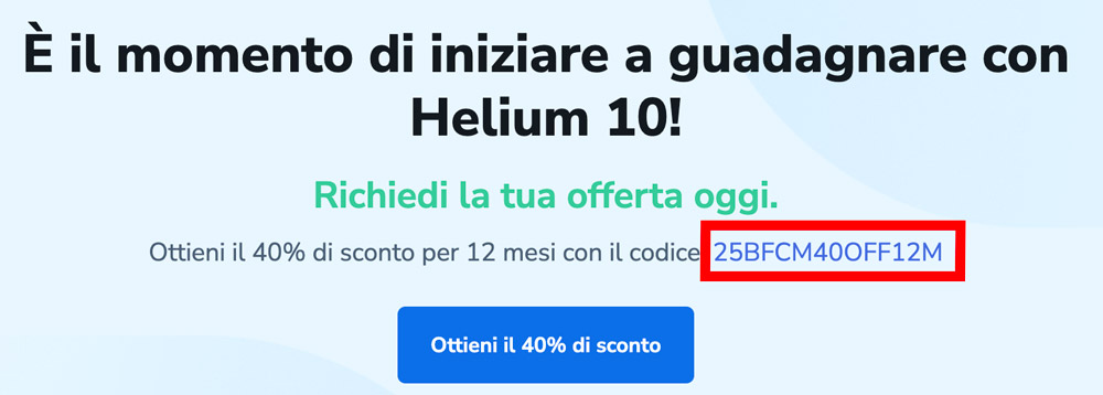 helium 10 codice sconto black friday