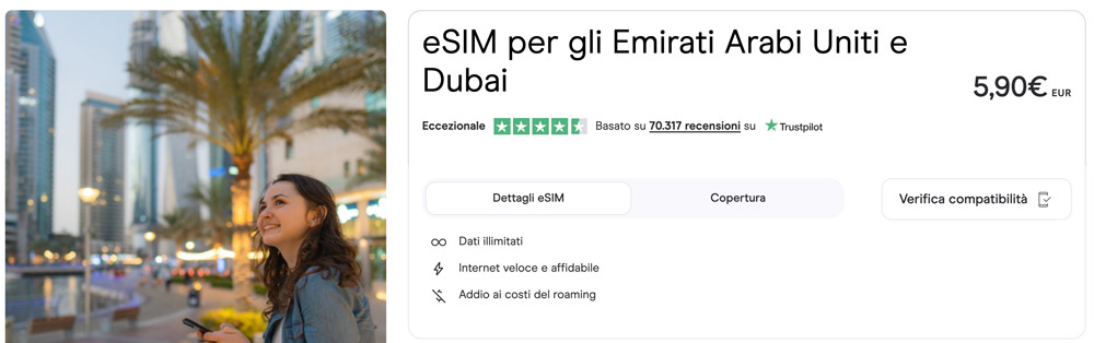 piano internet esim holafly emirati arabi