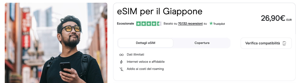 piano internet esim holafly giappone