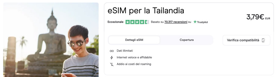 piano internet esim holafly thailandia
